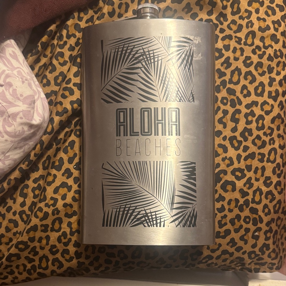 Silver Flask with Palm Design